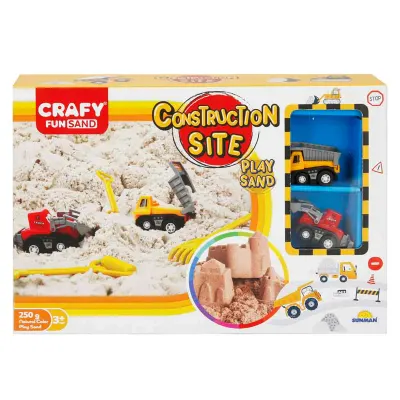 Set nisip creativ, Crafy, Construction Site, 7 piese, 250 g