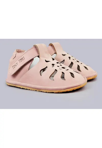 Sandale Barefoot din piele naturala - Varya - Roz - Roz pal