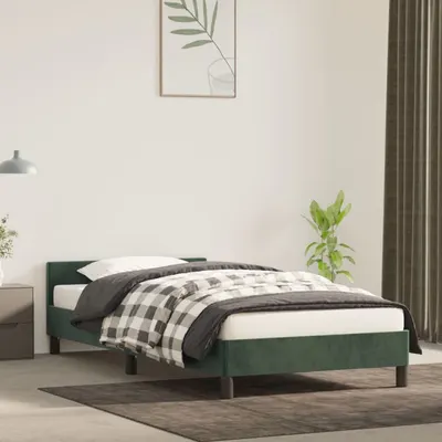 Gossi cadru de pat cu tablie, verde inchis, 100x200 cm, catifea