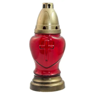 Candela Sticla Rosie, Capac Auriu, 20 Ore
