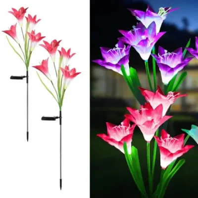 Set 2 Lampi Solare Decorative Tip Crini Rosii cu LED M374-23, 70cm, Lumina Eleganta, Design Elegant si Functionare Automata