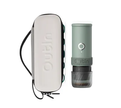 Kit OutIn Nano espressor electric portabil + husă EVA – verde canyon