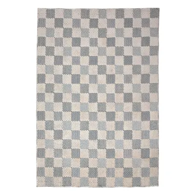 Covor albastru lavabil din amestec de bumbac 155x230 cm Muted Checkerboard – Flair Rugs