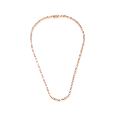 Colier tennis din aur roz cu diamante maro de 4.5ct