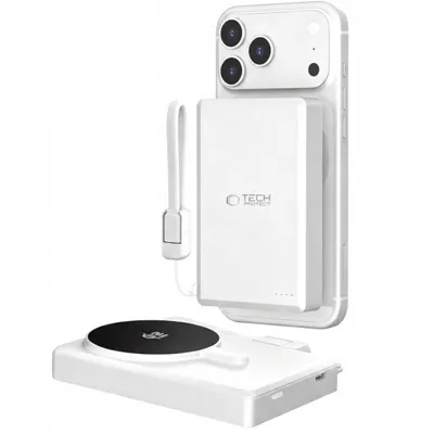 Baterie Externa Wireless Tech-Protect PB40 LifeMag, 10000mAh, 25W, PD + FQI, 1 x QI - 1 x USB-C, Argintie