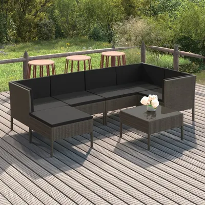 Gossi set mobilier de gradina cu perne, 7 piese, gri, poliratan