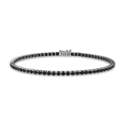 Bratara tennis din aur alb cu diamante negre de 3.35ct