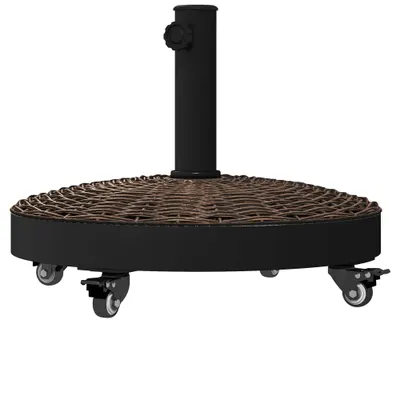 Outsunny Bază pentru Umbrelă de Grădină Rotundă cu 4 Roți și Frâne, Ø52x41 cm, Bronz | Aosom Romania