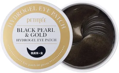 Petitfee &amp; Koelf Patch pentru ochi, cu perle negre și particule de aur, 30 х 2 buc