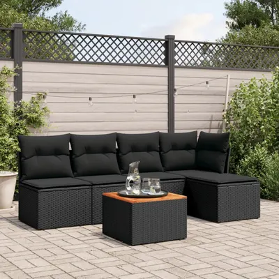 Gossi set mobilier de gradina cu perne, 6 piese, negru, poliratan