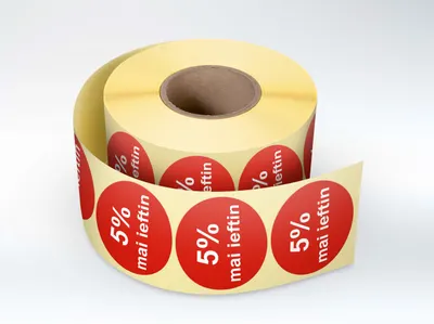 Rola etichete autoadezive personalizate 5% mai ieftin , diametru 40 mm, 1000 buc rola