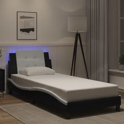 vidaXL Cadru de pat cu LED fără saltea, Zadar, negru și alb, 100x200 cm
