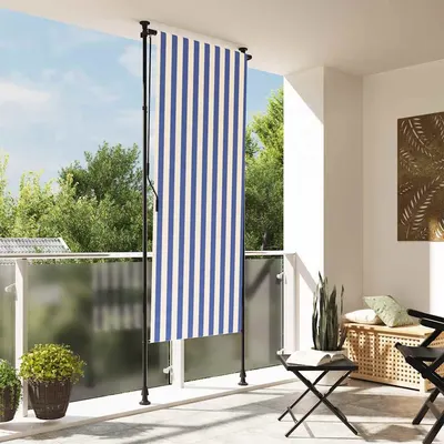 vidaXL Jaluzea rulou de exterior albastru/alb 120x270 cm țesătură/oțel