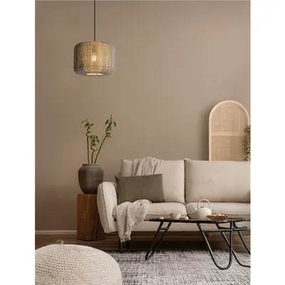 Lampa suspendata LsusE Natural, Albastru & Yellow Rope Nisipiu Negru Otel Baza LED E27 · 1x12 Wat 100-240 Volt · IP20