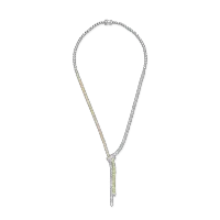 Colier din aur alb-galben cu diamant fancy galben pear de 0.25ct si diamante galbene si incolore pear si rotunde de 10.7ct