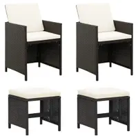 Gossi set scaune de gradina si taburet, 4 piese, negru, poliratan