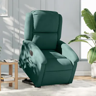 Gossi fotoliu electric rabatabil cu ridicare, verde inchis, catifea