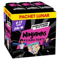 Scutece-chilotel de noapte pentru fetite 8-12 ani 27-43kg, 54 bucati, Ninjamas