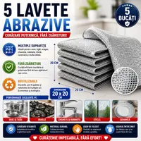 Lavete multifuncționale din microfibra metalica, 20x20cm, Set 5 buc