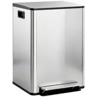 HOMCOM Coș de Gunoi cu 2 Compartimente de 30L, Pedală și Capac Silențios, 47,7x37,5x66,8 cm, Argintiu | Aosom Romania
