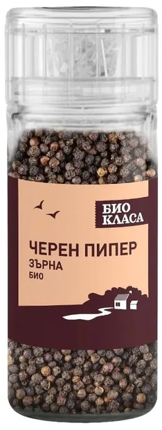 Boabe de piper negru, cu râșniță, 50 g, Bio Klasa