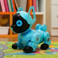 Robot Catelus Smart cu telecomanda ceas, cantece, lumini, rotire 360 de grade