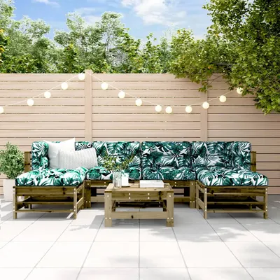 Gossi set mobilier de gradina cu perne, 7 piese, lemn de pin tratat