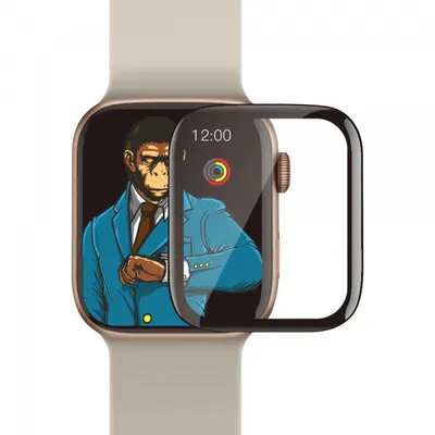 Folie Protectie Blueo High Molecule pentru Apple Watch 8 / 7 45mm Series, Sticla Securizata, Neagra