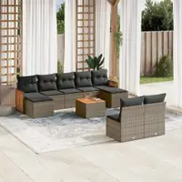 Gossi set mobilier de gradina cu perne, 10 piese, gri, poliratan