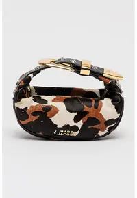 Geanta din piele cu par scurt si model animal print - Negru/Maro