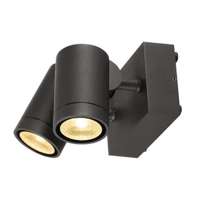Corp iluminat de perete, aplica, lumini Helia perete, antracit perete de lumina in aer liber, cu doua capete, cu LED-uri, 3000K, IP55, antracit, inclinabila, 2x8W