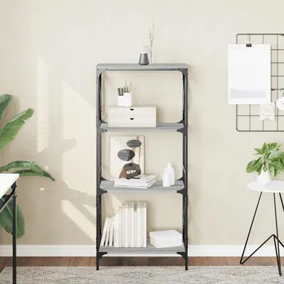 vidaXL Bibliotecă cu 4 niveluri gri sonoma 59x35x132 cm lemn prelucrat