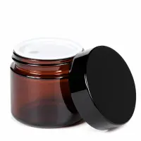 Borcan rotund ambră cu capac negru 30ml - Default Title