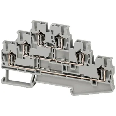 Bloc terminal cu surub, 3 niveluri, 6 pct, 2.5 MM², gri