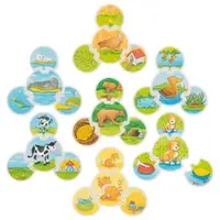 Joc puzzle de asociere Animalele - hrana, mediul de viata si puii