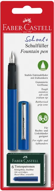 Stilou pentru copii Faber-Castell - Albastru, cu 6 patroane