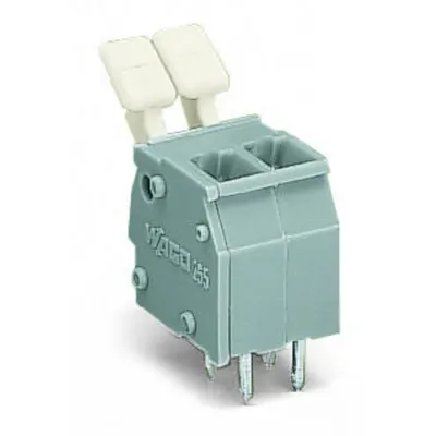 PCB terminal block; push-button; 2.5 mm²; Pin spacing 5/5.08 mm; 2-pole; suitable for Ex-e applications; CAGE CLAMP®; commoning option; 2,50 mm²; light gray