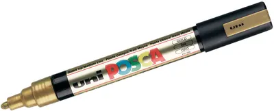 Marker permanent cu varf rotund UNI POSCA - PC-5M, 2.5 mm, auriu
