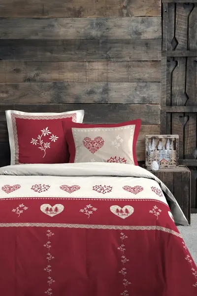 Set de pat STOF - Modane, 3 piese, 100% bumbac, roșu
