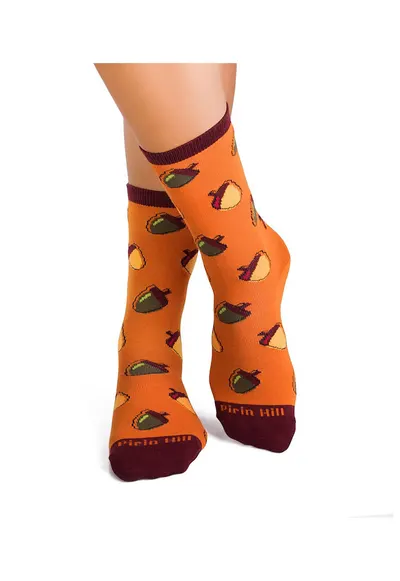 Sosete bumbac organic - COLOUR COTTON AUTUMN ACORNS Orange