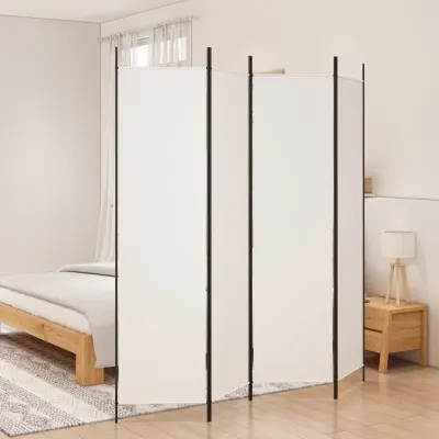 vidaXL Paravan de cameră cu 4 panouri, alb, 200x200 cm, textil