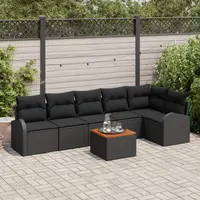 Gossi set canapea de gradina 7 piese cu perne negru poli ratan acacia