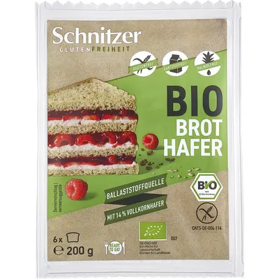 Paine din Faina Integrala de Ovaz si Fulgi de Ovaz fara Gluten Ecologica/Bio 200g