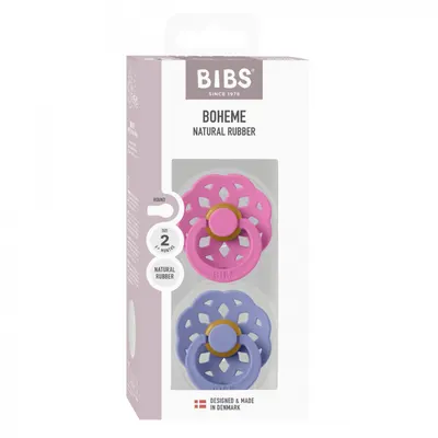 Set 2 suzete Bibs Boheme Latex tetina rotunda 6 luni + BubblegumPeri