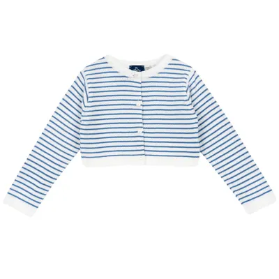 Cardigan copii Chicco tricotat, Alb Cu Bleu, 05507-66MC