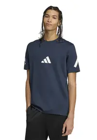 Tricou de bumbac cu model monograma Z.N.E - Alb/Bleumarin