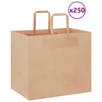 Gossi pungi de hartie 250 buc cu manere maro 32x22x28 cm