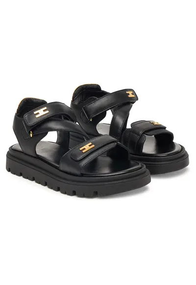 Sandale dama - piele naturala - negru - sistem inchidere Velcro
