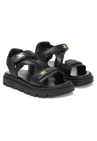 Sandale dama - piele naturala - negru - sistem inchidere Velcro