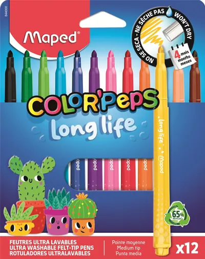 Carioci Maped Color Peps - Long Life, 12 culori